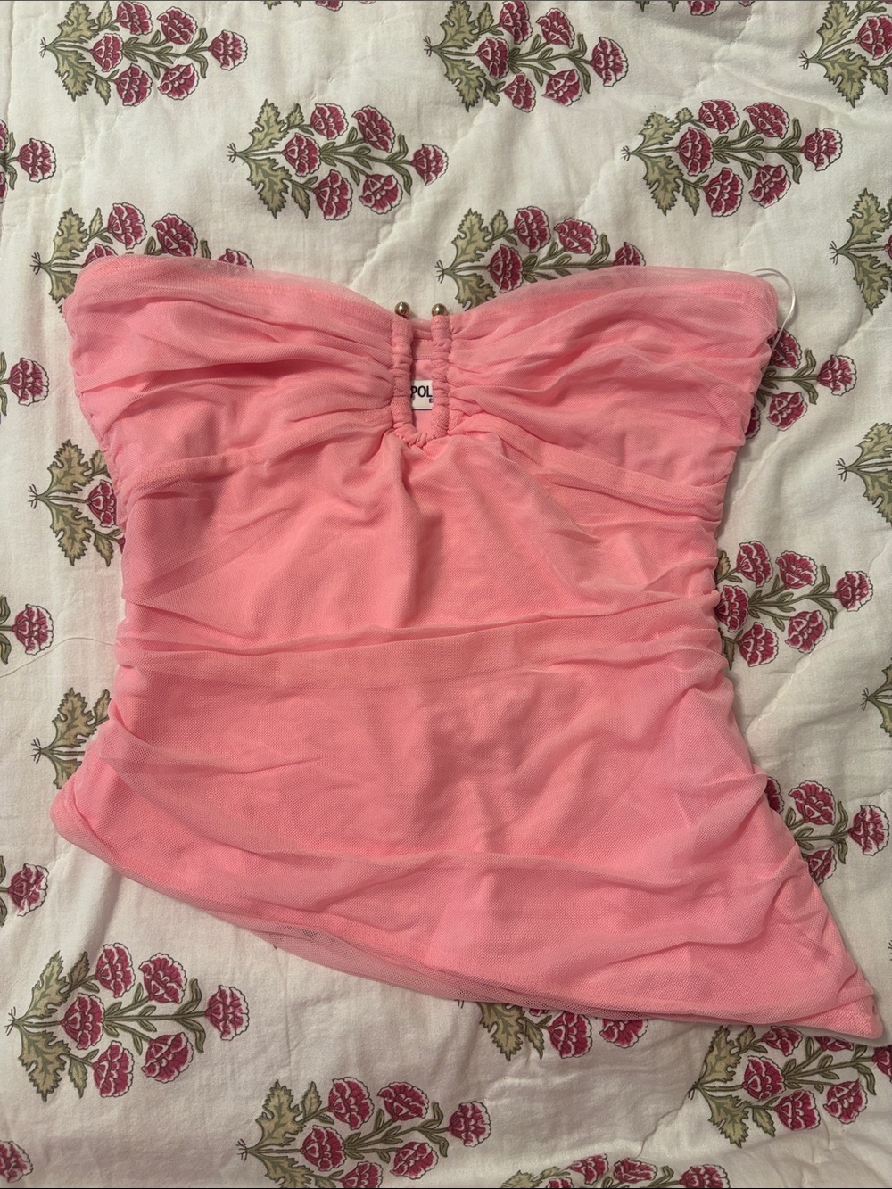 Princess Polly Pink Strapless Ruched Chiffon Top